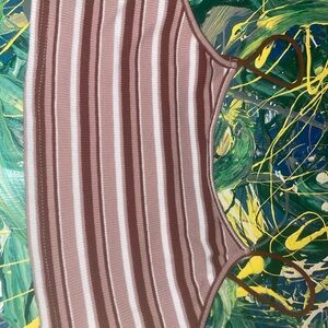 SHEIN Teen Brown and White Striped Top